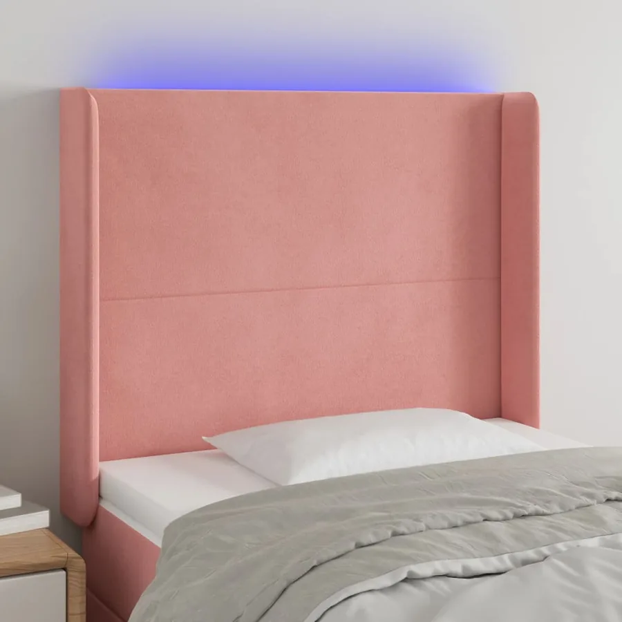 Tête de lit à LED Rose 83x16x118/128 cm Velours