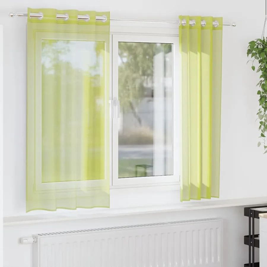 Rideaux en voile avec œillets 2 pcs vert pomme 140x175 cm