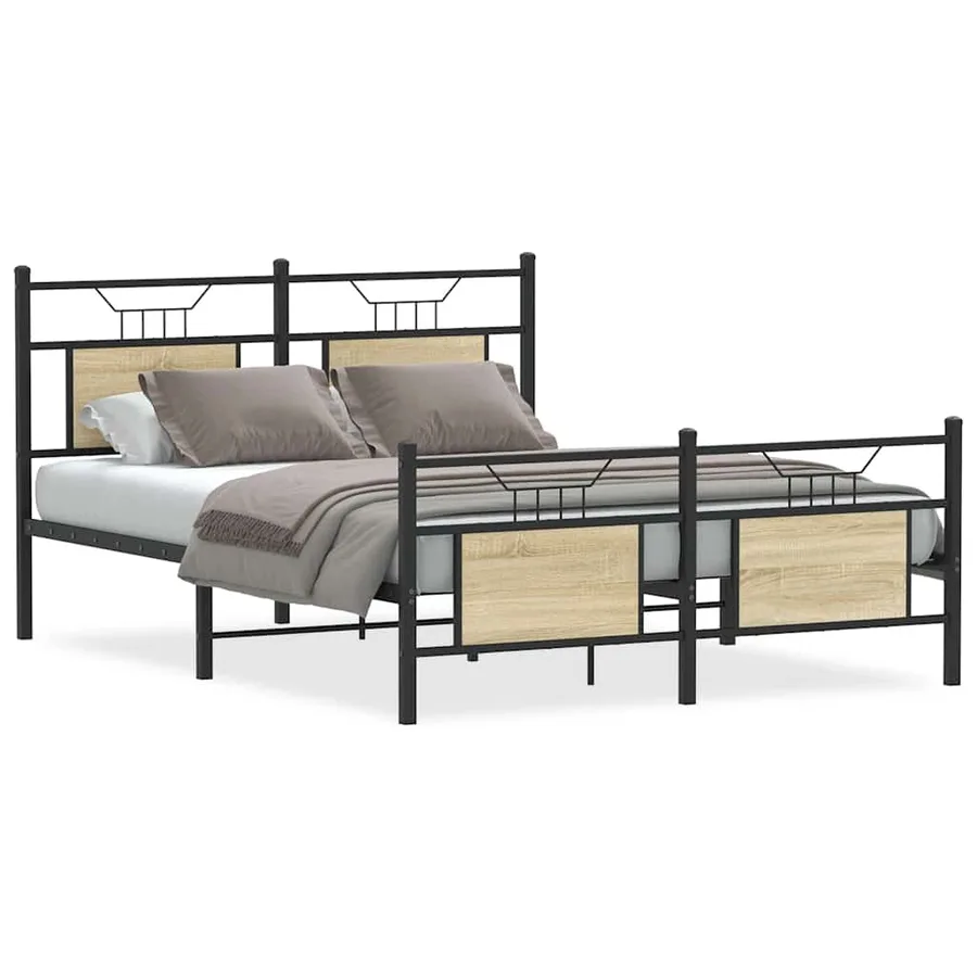 Cadre de lit sans matelas chêne sonoma 140x200 cm - 2