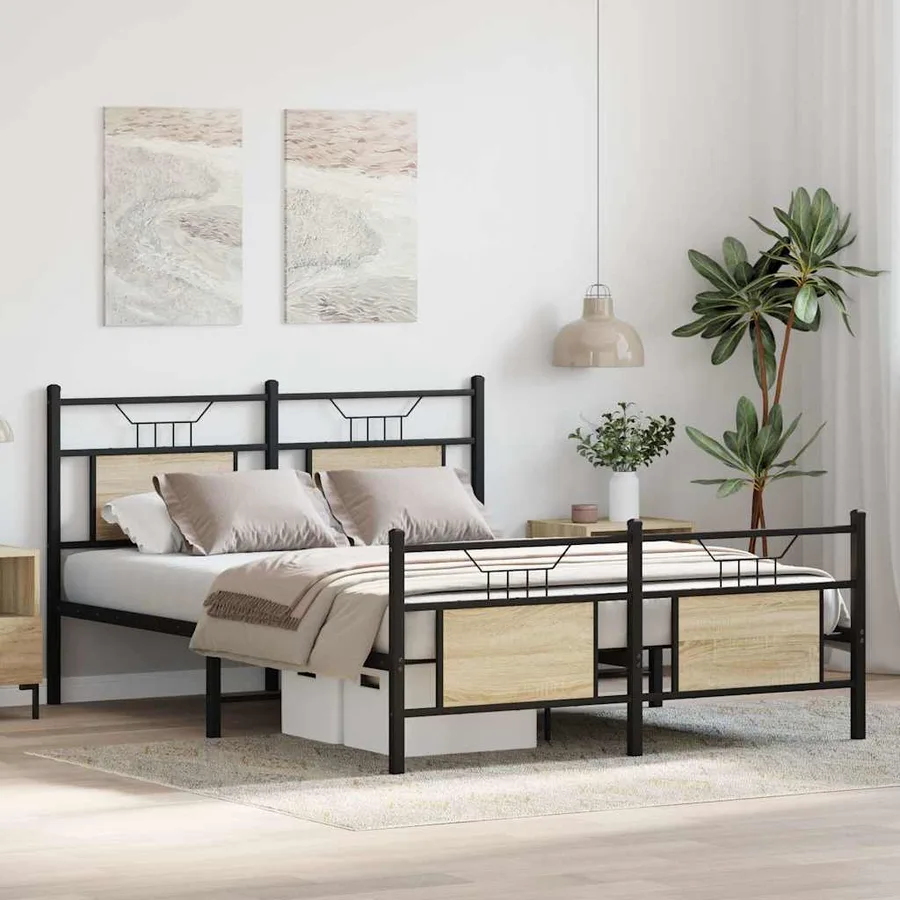 Cadre de lit sans matelas chêne sonoma 140x200 cm - 5