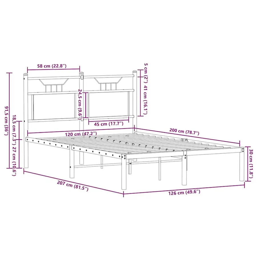 Cadre de lit sans matelas chêne marron 120x200 cm - 11