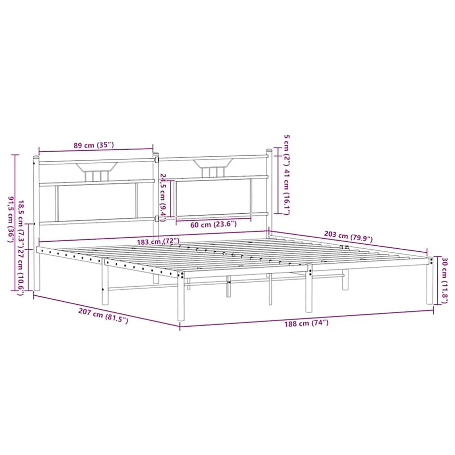 Cadre de lit sans matelas chêne marron 183x203 cm - 11