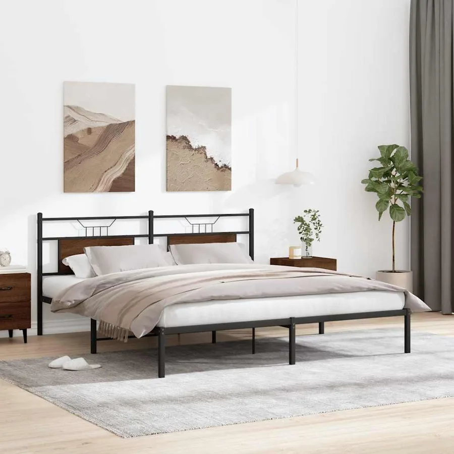 Cadre de lit sans matelas chêne marron 183x203 cm - 5