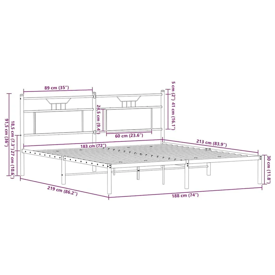 Cadre de lit sans matelas chêne sonoma 183x213 cm - 11