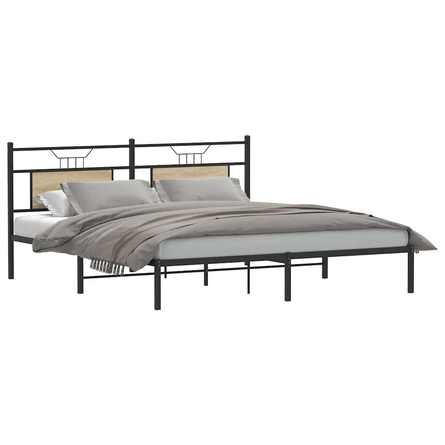 Cadre de lit sans matelas chêne sonoma 183x213 cm - 3