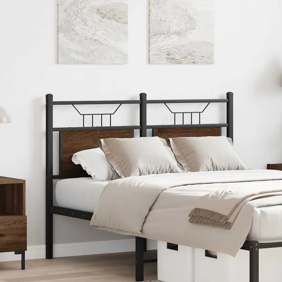 Tête de lit de remplacement chêne marron 120 cm bois d'ingénierie et acier - 3