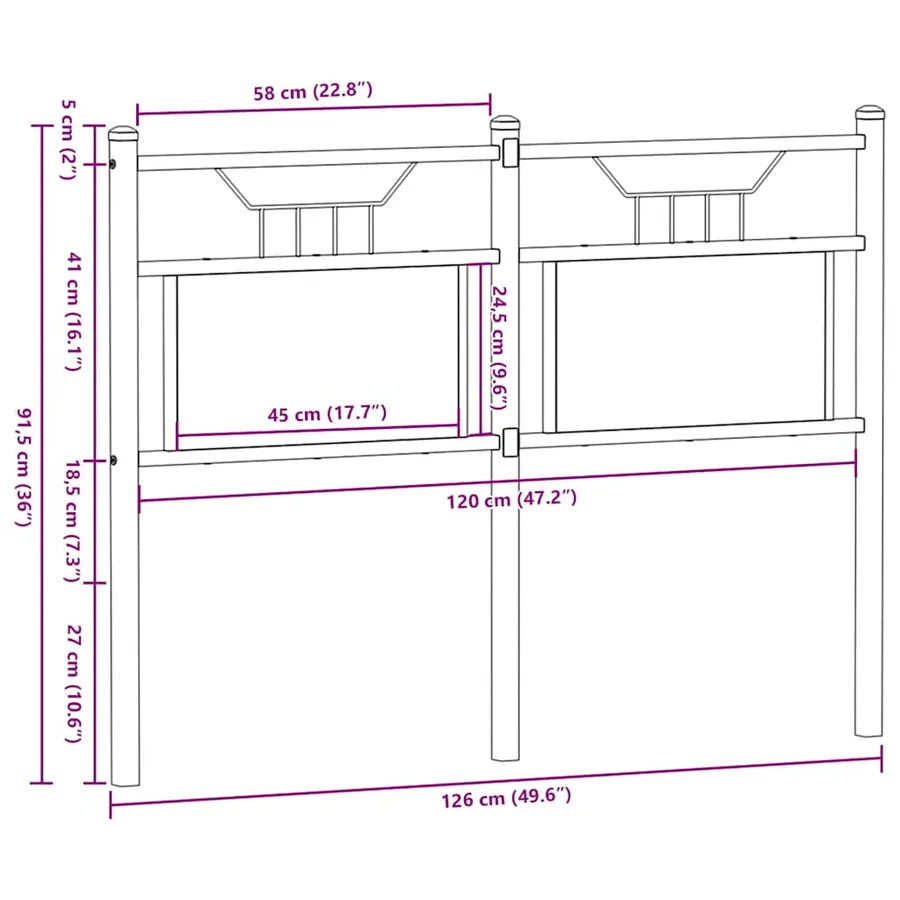 Tête de lit de remplacement chêne marron 120 cm bois d'ingénierie et acier - 8