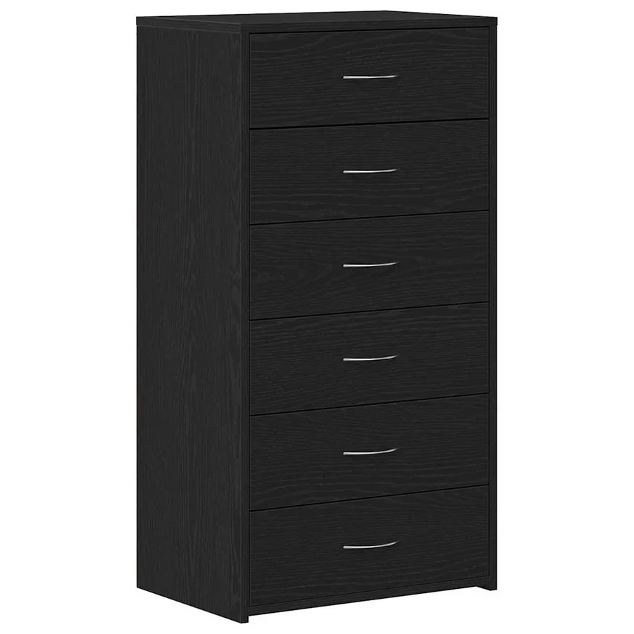 Buffet avec 6 tiroirs Chêne noir 50x34x96 cm Bois d'ingénierie - 2