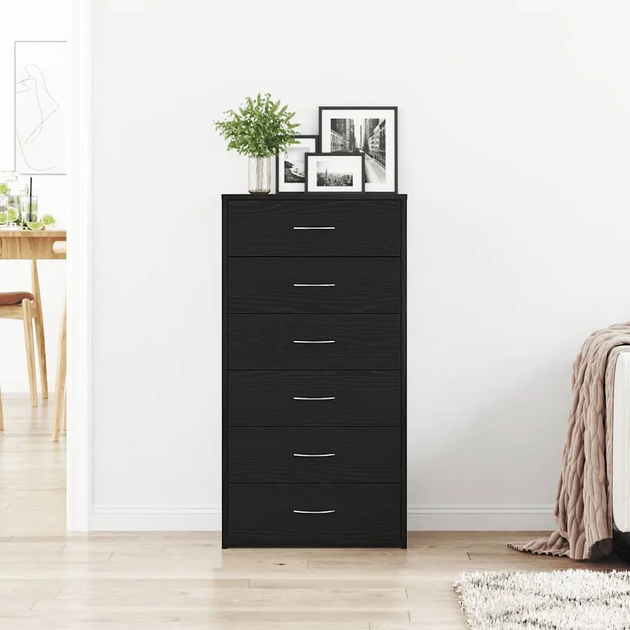 Buffet avec 6 tiroirs Chêne noir 50x34x96 cm Bois d'ingénierie - 3
