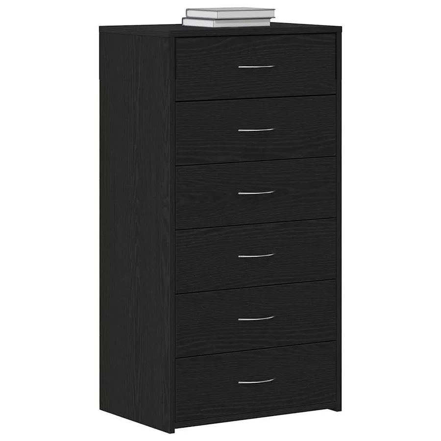 Buffet avec 6 tiroirs Chêne noir 50x34x96 cm Bois d'ingénierie - 4