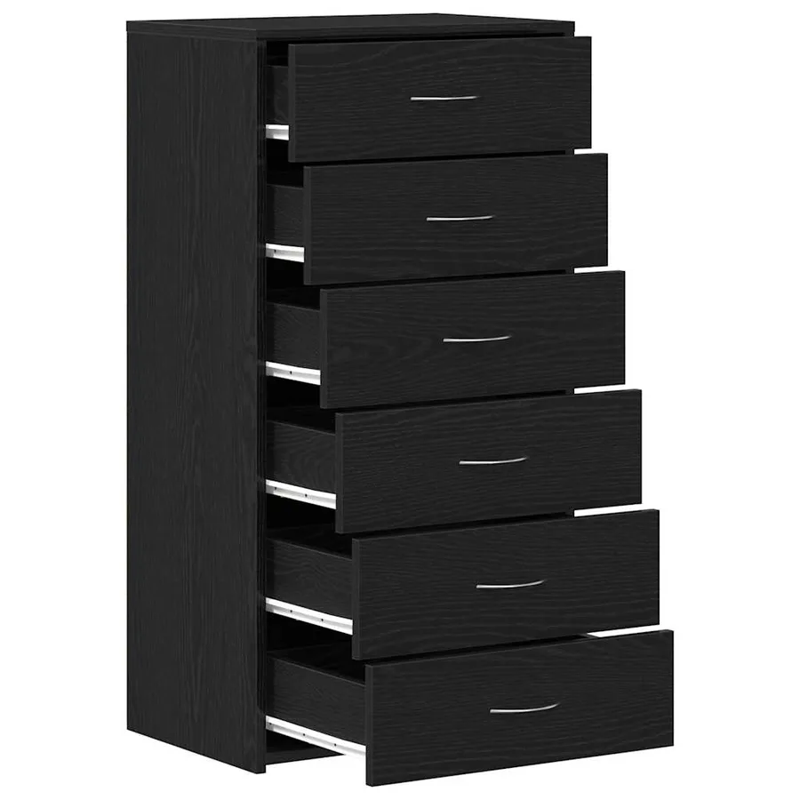 Buffet avec 6 tiroirs Chêne noir 50x34x96 cm Bois d'ingénierie - 5