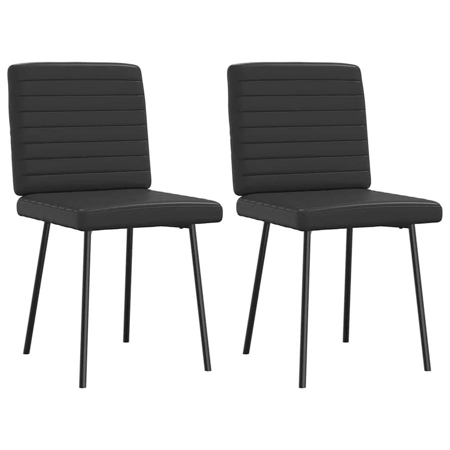 Chaises à manger lot de 2 noir similicuir - 2