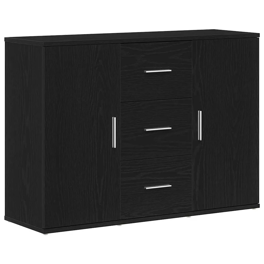 Buffet chêne noir 91x29,5x65 cm bois d'ingénierie - 2