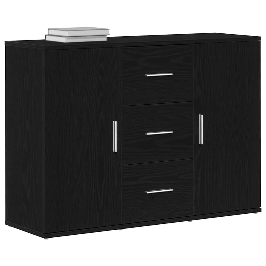Buffet chêne noir 91x29,5x65 cm bois d'ingénierie - 4