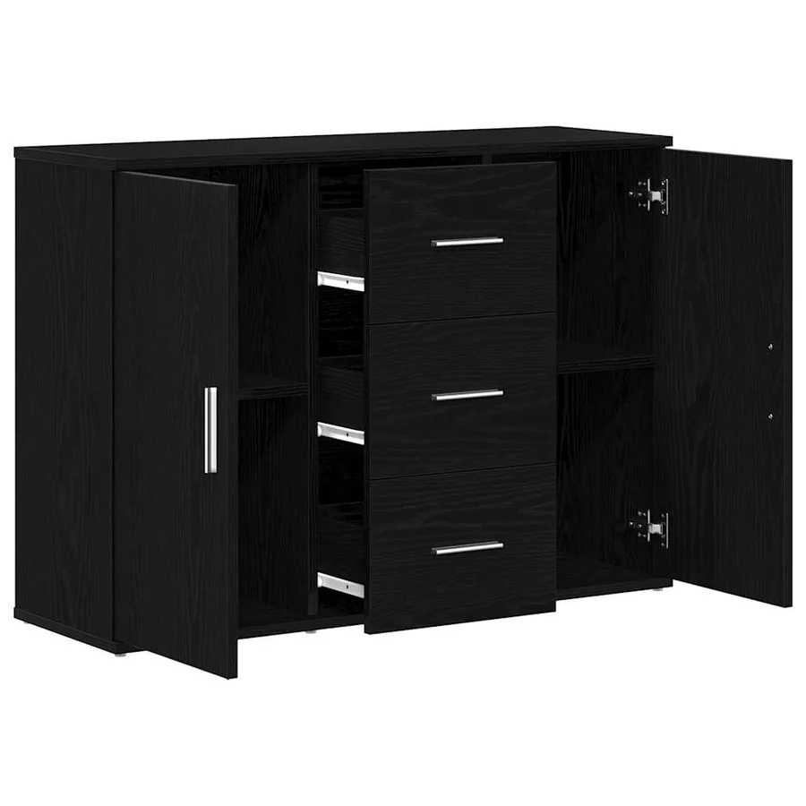 Buffet chêne noir 91x29,5x65 cm bois d'ingénierie - 5