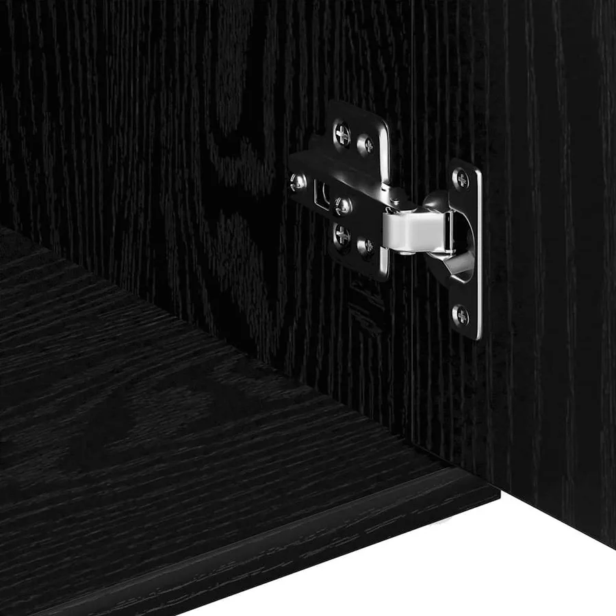 Buffet chêne noir 91x29,5x65 cm bois d'ingénierie - 9