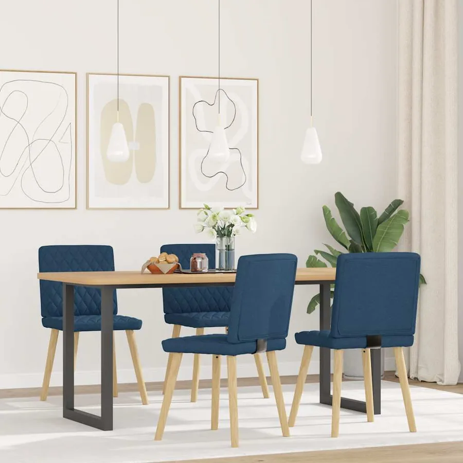 Chaises à manger lot de 4 bleu tissu - 2