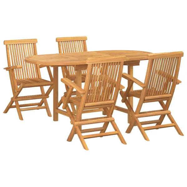 Ensemble de salle à manger pour jardin 5 pcs Marron