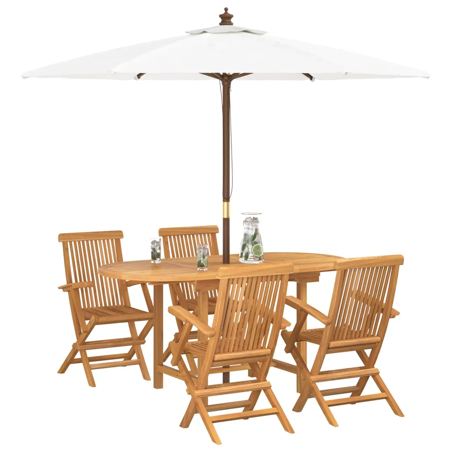 Ensemble de salle à manger pour jardin 5 pcs Marron - 2