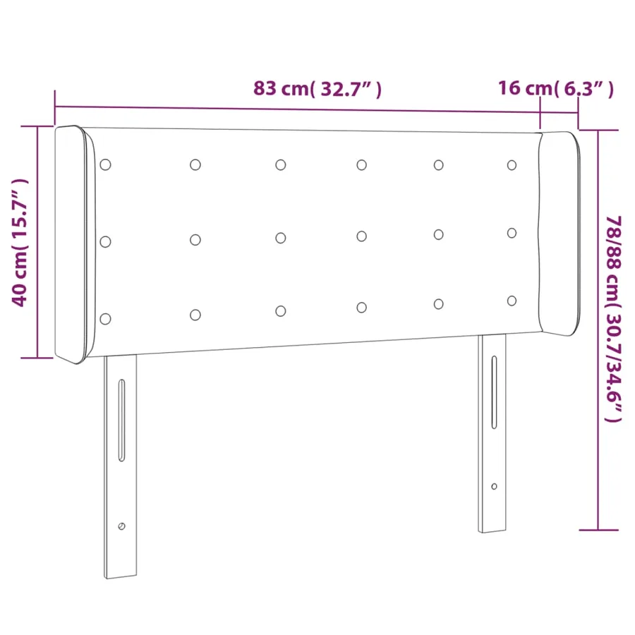 Tête de lit à LED Rose 83x16x78/88 cm Velours - 6