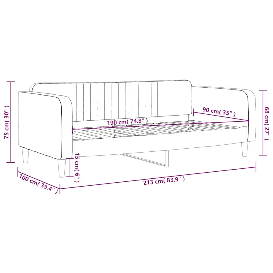 Lit de repos gris foncé 90x190 cm velours - 8