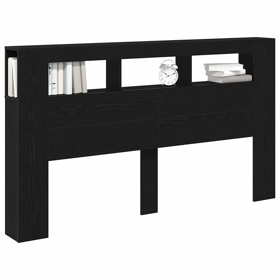 Tête de lit LED avec étagère Chêne noir 180 x 18,5 x 103,5 cm - 3