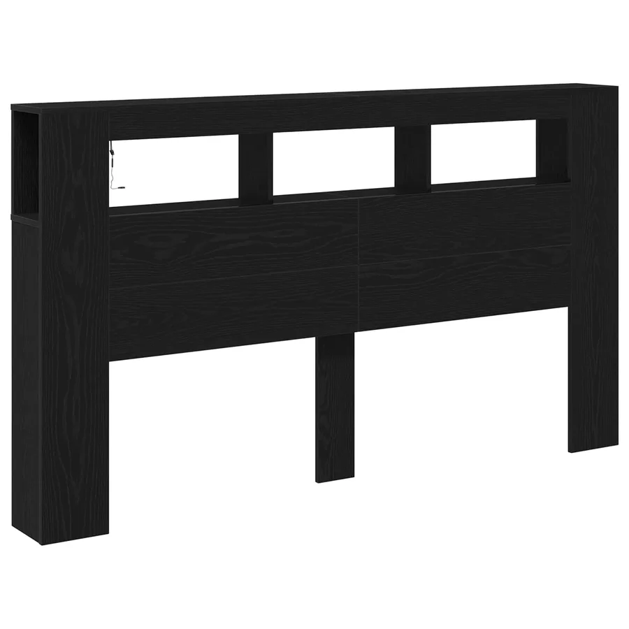 Tête de lit LED avec étagère Chêne noir 180 x 18,5 x 103,5 cm - 5