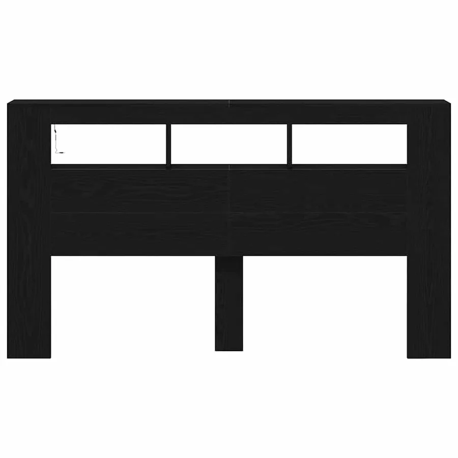 Tête de lit LED avec étagère Chêne noir 180 x 18,5 x 103,5 cm - 7