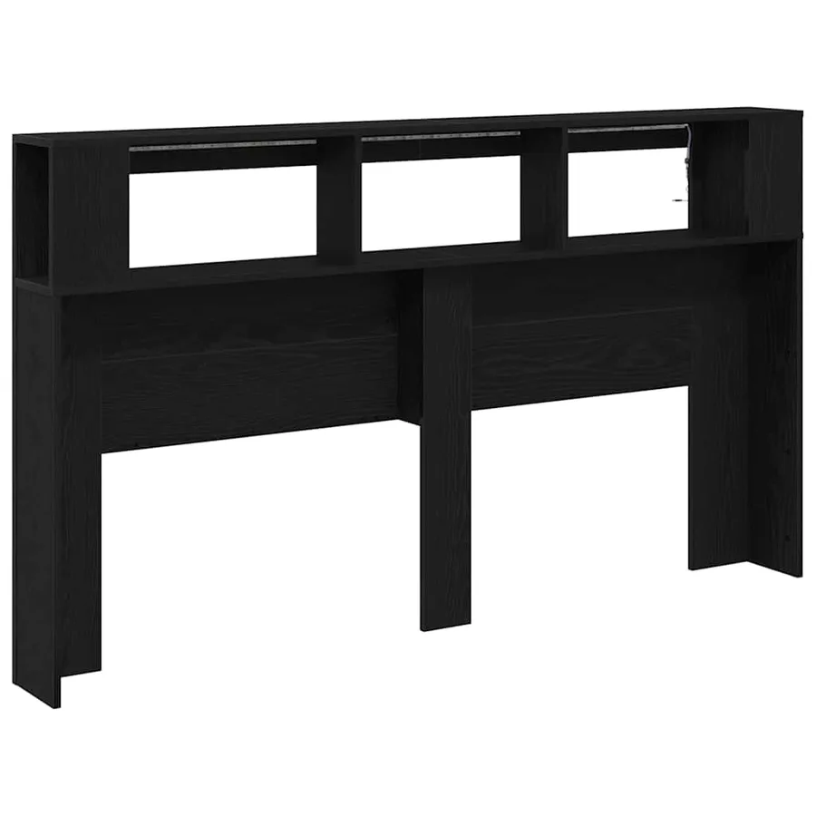 Tête de lit LED avec étagère Chêne noir 180 x 18,5 x 103,5 cm - 9