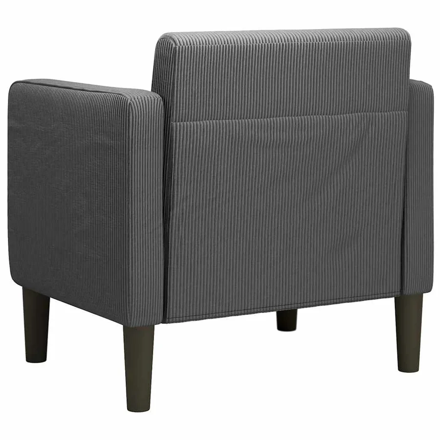 Canapé-chaise accoudoirs gris foncé 54 cm tissu velours côtelé - 5