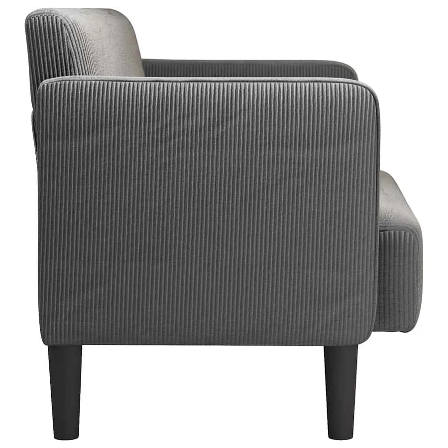 Canapé causeuse gris foncé 109 cm tissu velours côtelé - 4