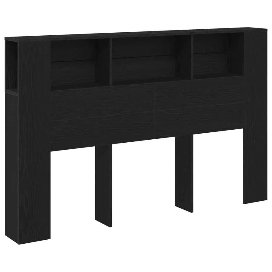 Cabinet de Tête de Lit Chêne noir Bois d'ingénierie - 2
