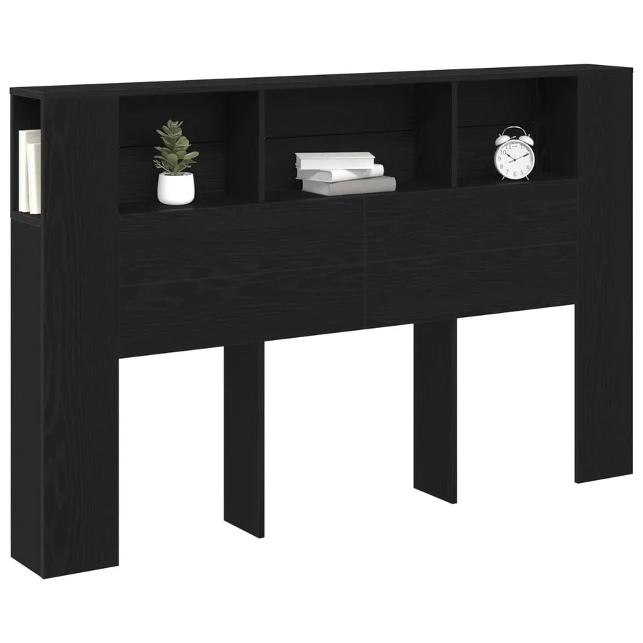 Cabinet de Tête de Lit Chêne noir Bois d'ingénierie - 3