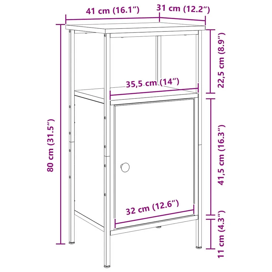 Cabinet de chevet 2 pcs Chêne noir 41 x 31 x 80 cm - 14