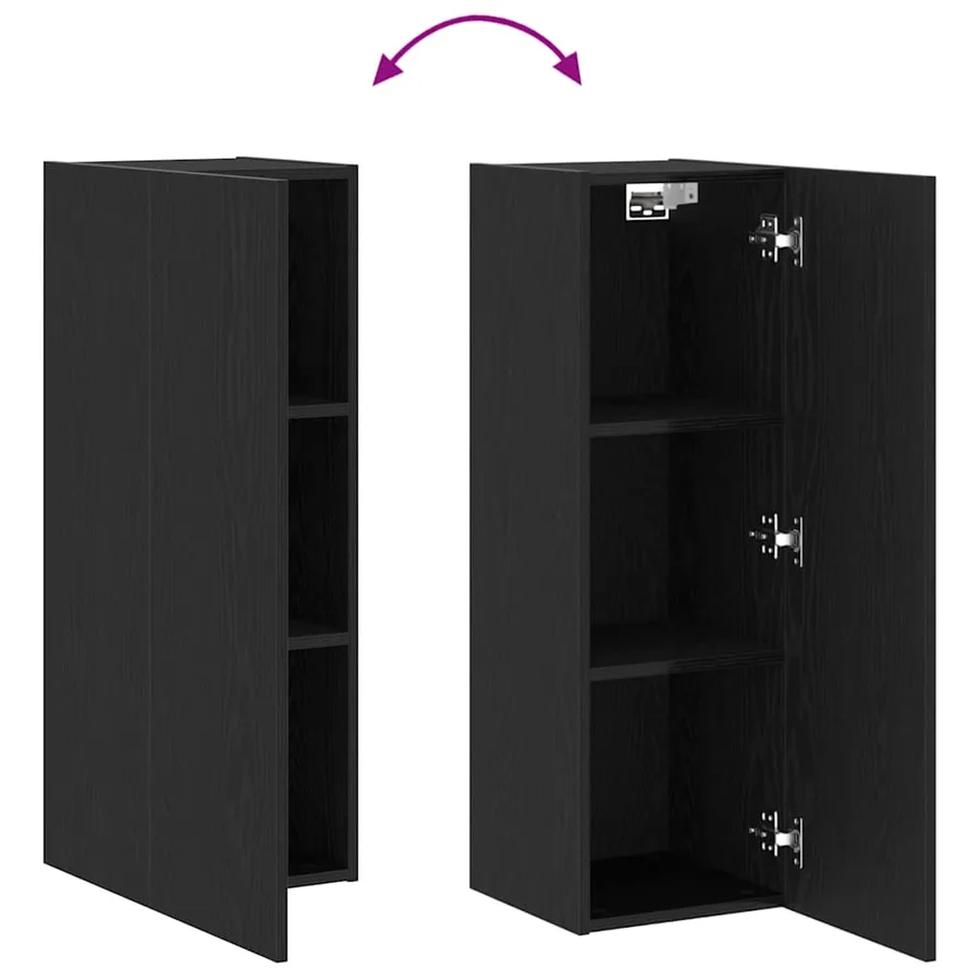 Meuble TV mural Chêne noir 30,5 x 30 x 90 cm Bois d'ingénierie - 11