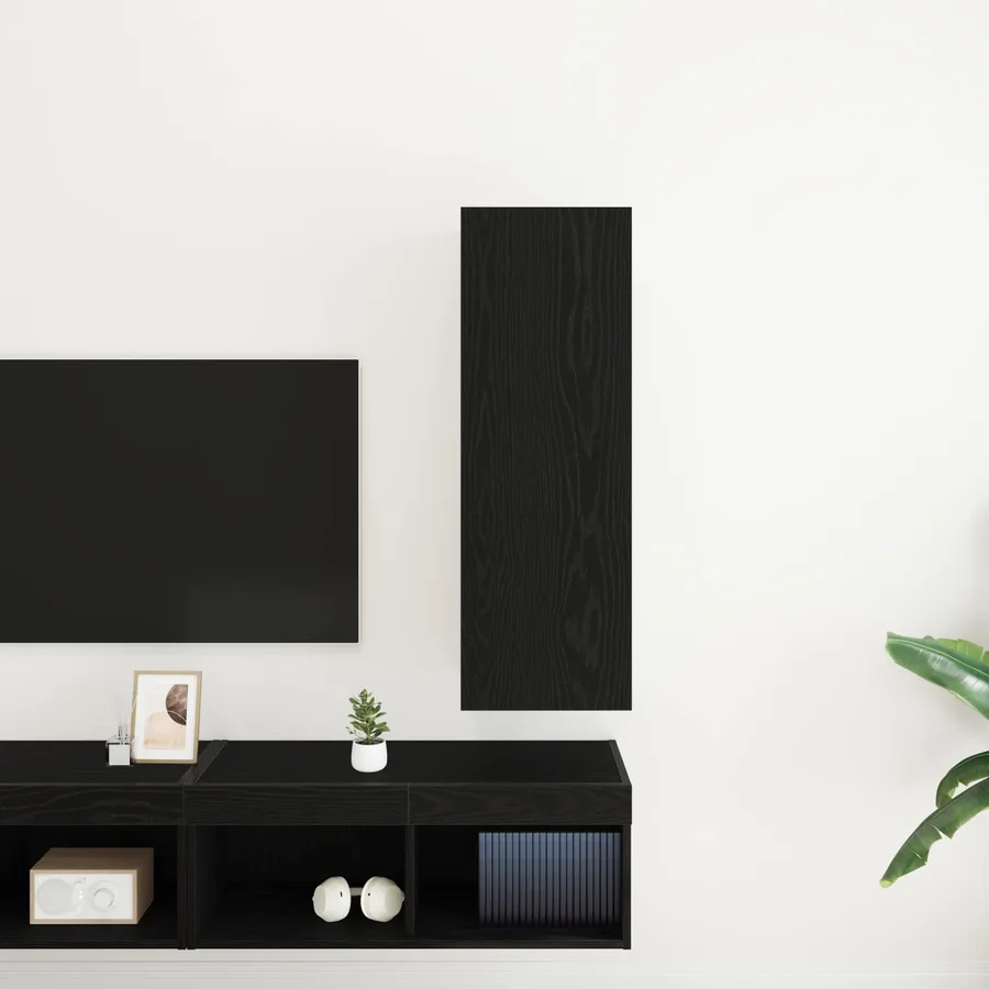 Meuble TV mural Chêne noir 30,5 x 30 x 90 cm Bois d'ingénierie - 4