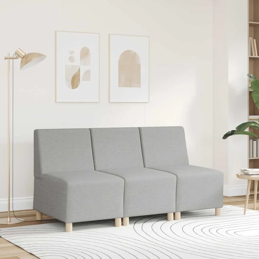Canapé modulaire sans accoudoirs Gris nuage 55 cm Tissu - 3