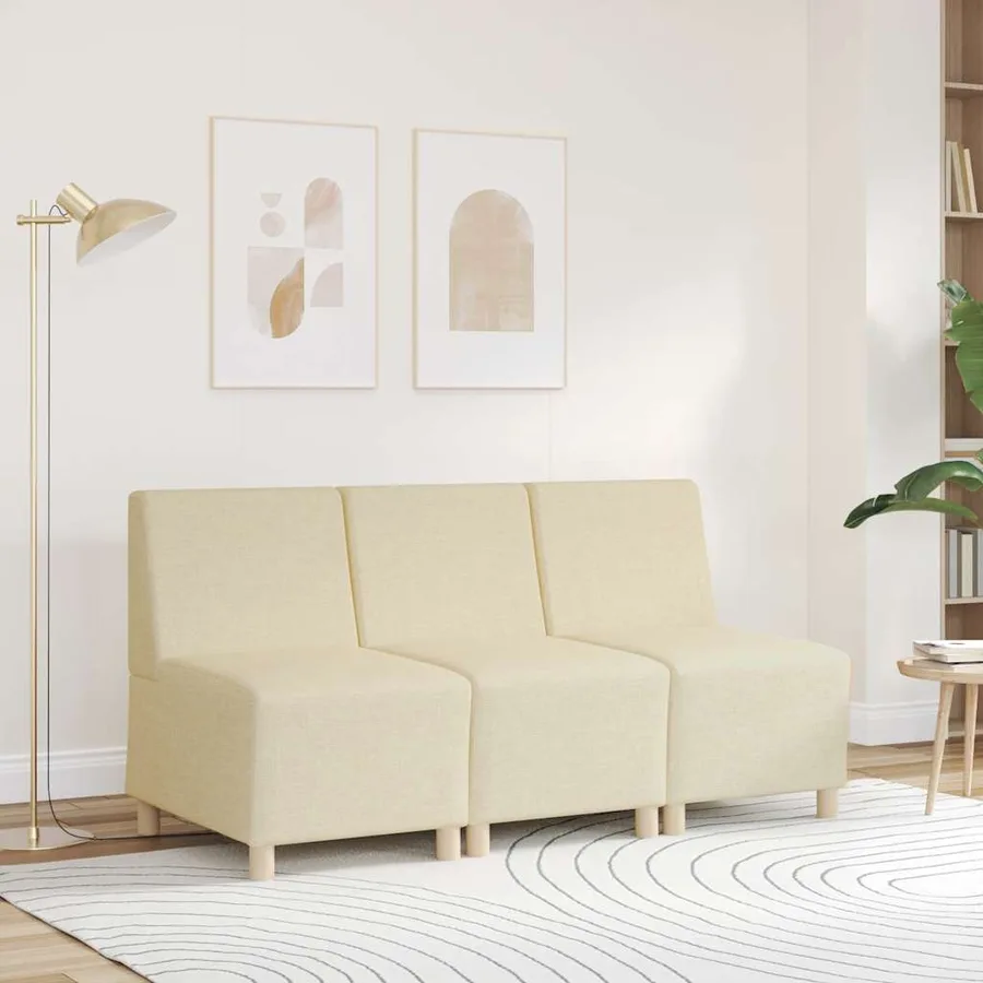 Canapé modulaire sans accoudoirs Crème 55 cm Tissu - 3