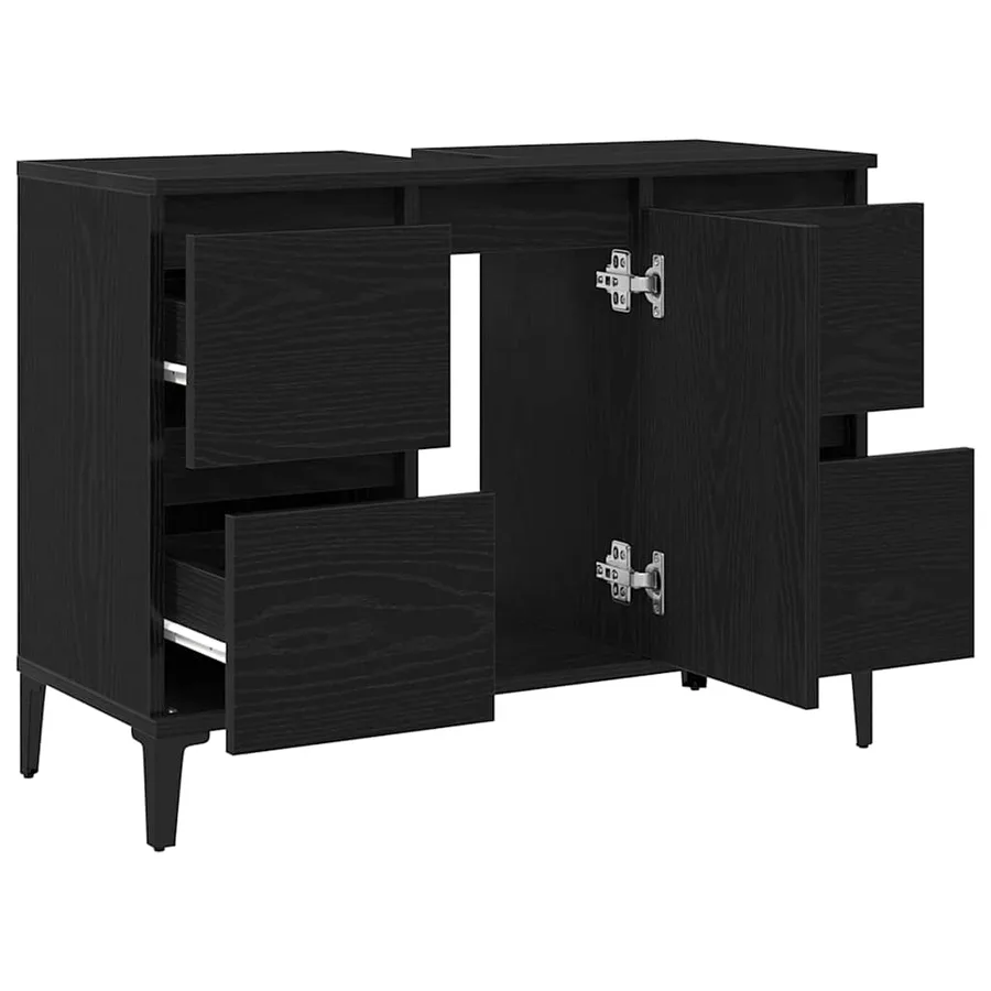 Meuble de Lavabo de Salle de Bain Chêne noir 80 x 33 x 60 cm - 5