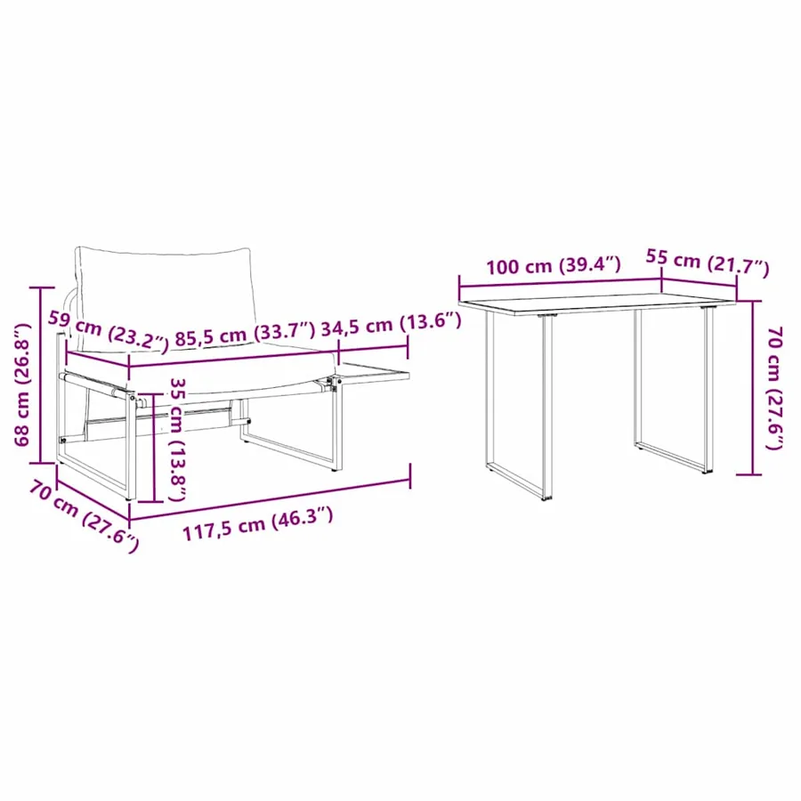 Mobilier de Patio en Acier 2 pcs Anthracite Acier - 11