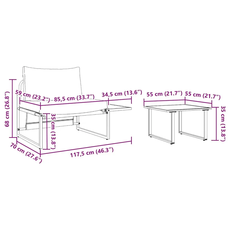 Ensemble de canapé de jardin 2 pcs Taupe Acier - 11