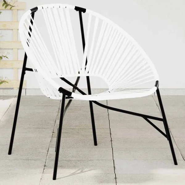 Chaise œuf de jardin noir et blanc résine tressée