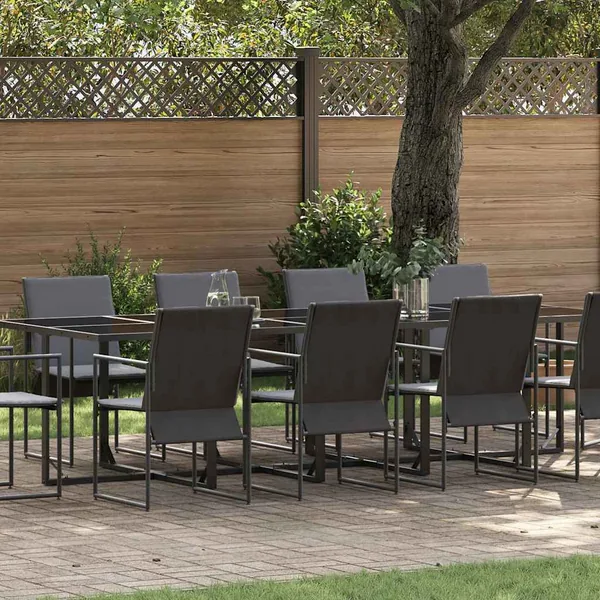 Ensemble de salle à manger pour jardin 11 pcs Noir Acier