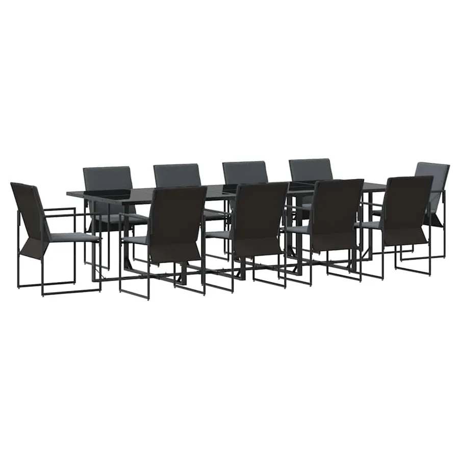 Ensemble de salle à manger pour jardin 11 pcs Noir Acier - 2