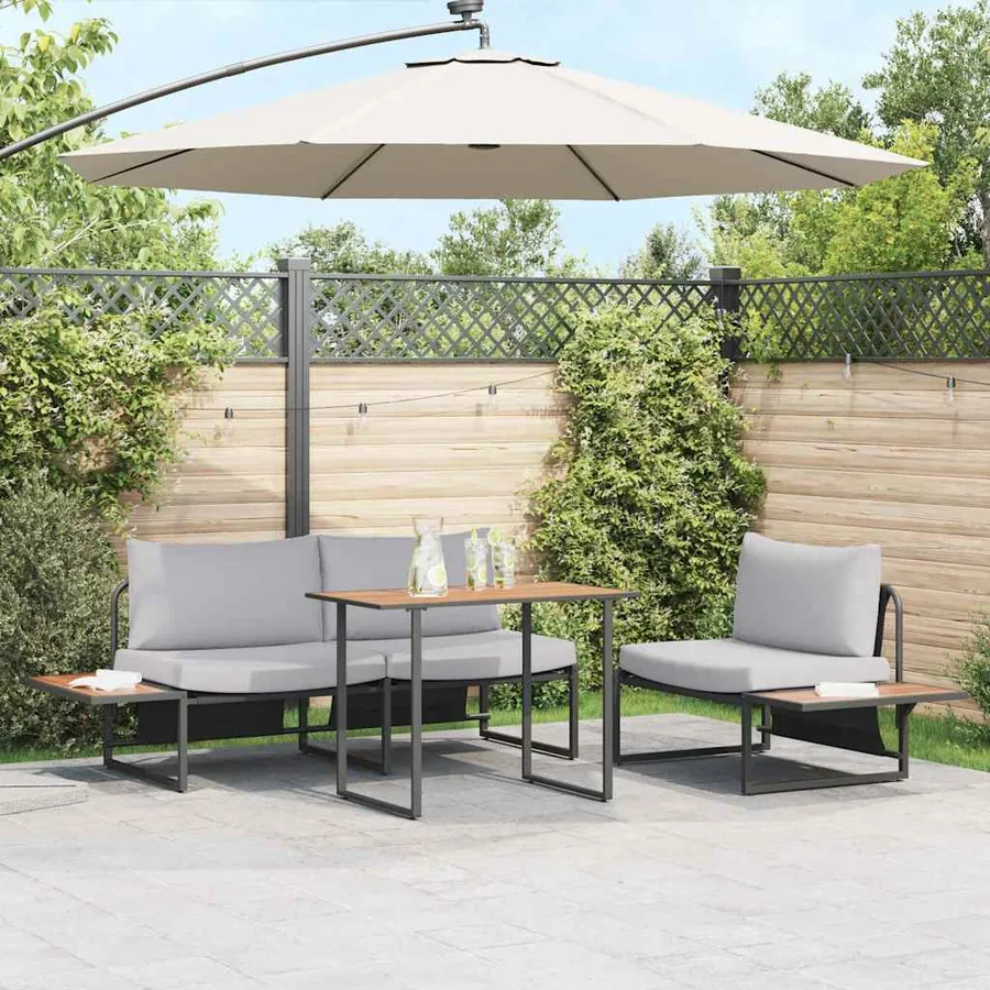 Ensemble de salle à manger pour jardin 3 pcs Gris clair Acier