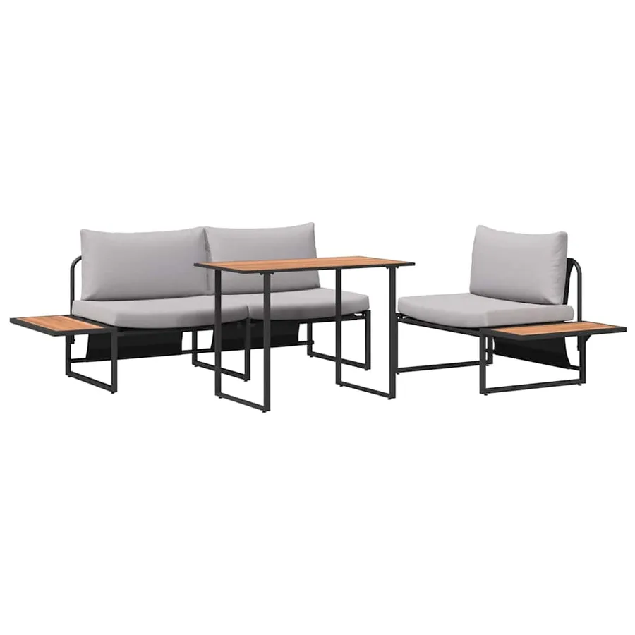 Ensemble de salle à manger pour jardin 3 pcs Gris clair Acier - 2