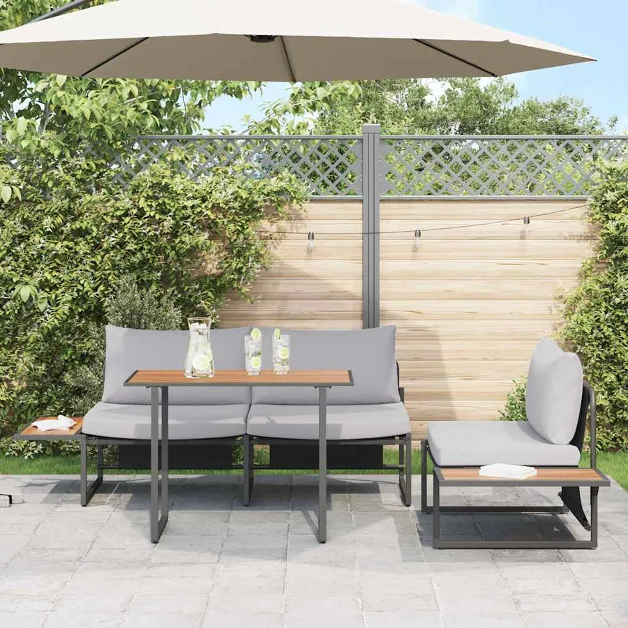 Ensemble de salle à manger pour jardin 3 pcs Gris clair Acier - 3