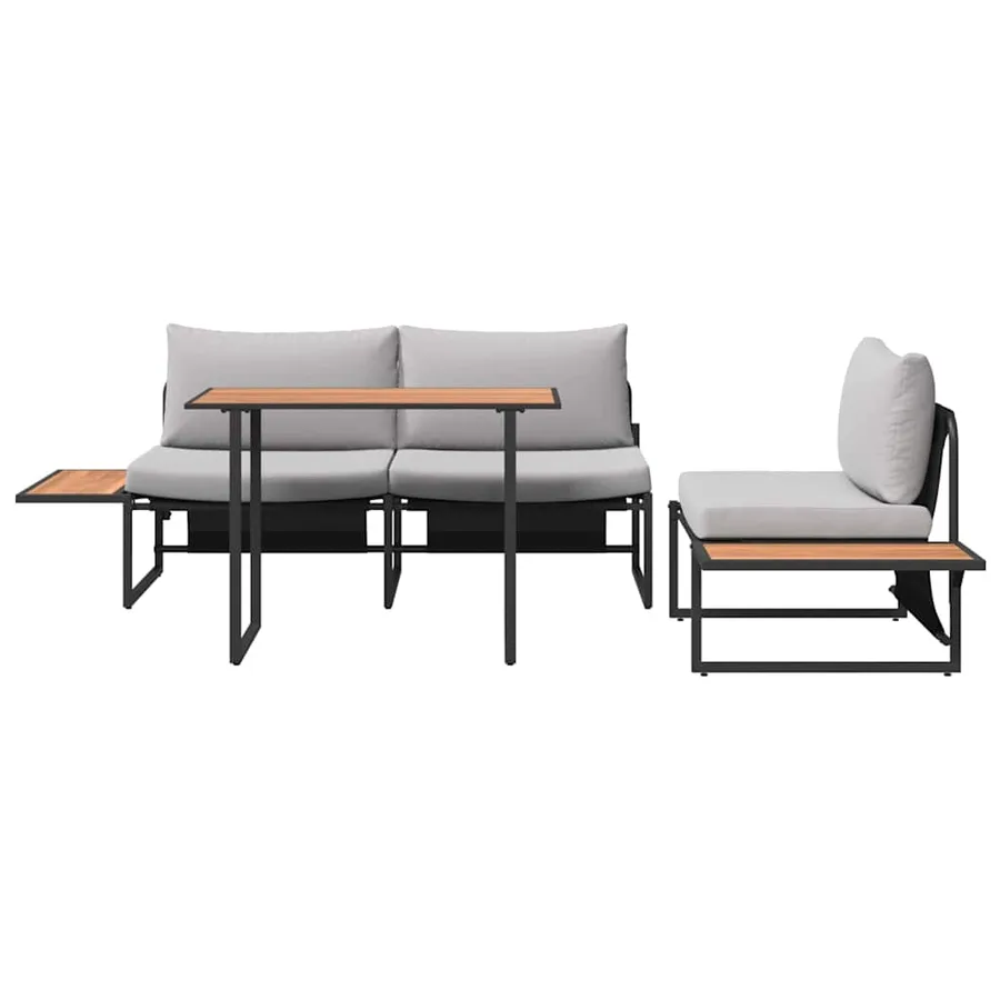 Ensemble de salle à manger pour jardin 3 pcs Gris clair Acier - 7