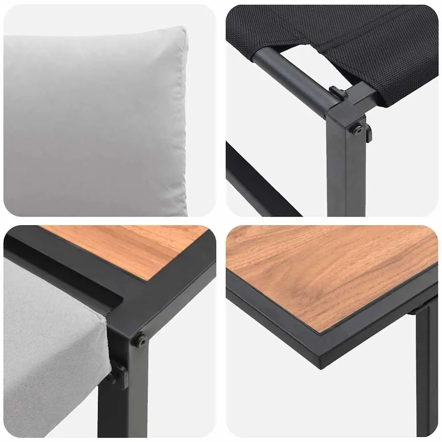 Ensemble de salle à manger pour jardin 3 pcs Gris clair Acier - 9