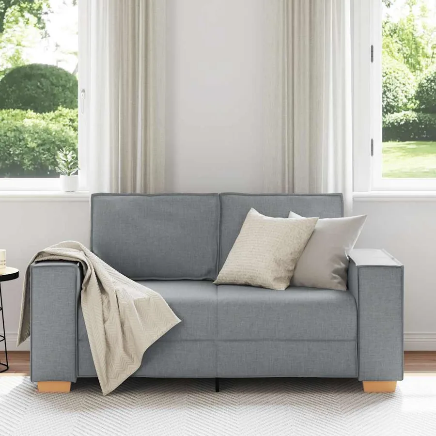 Canapé 2 places Gris clair 160x78x84 cm Tissu - 3